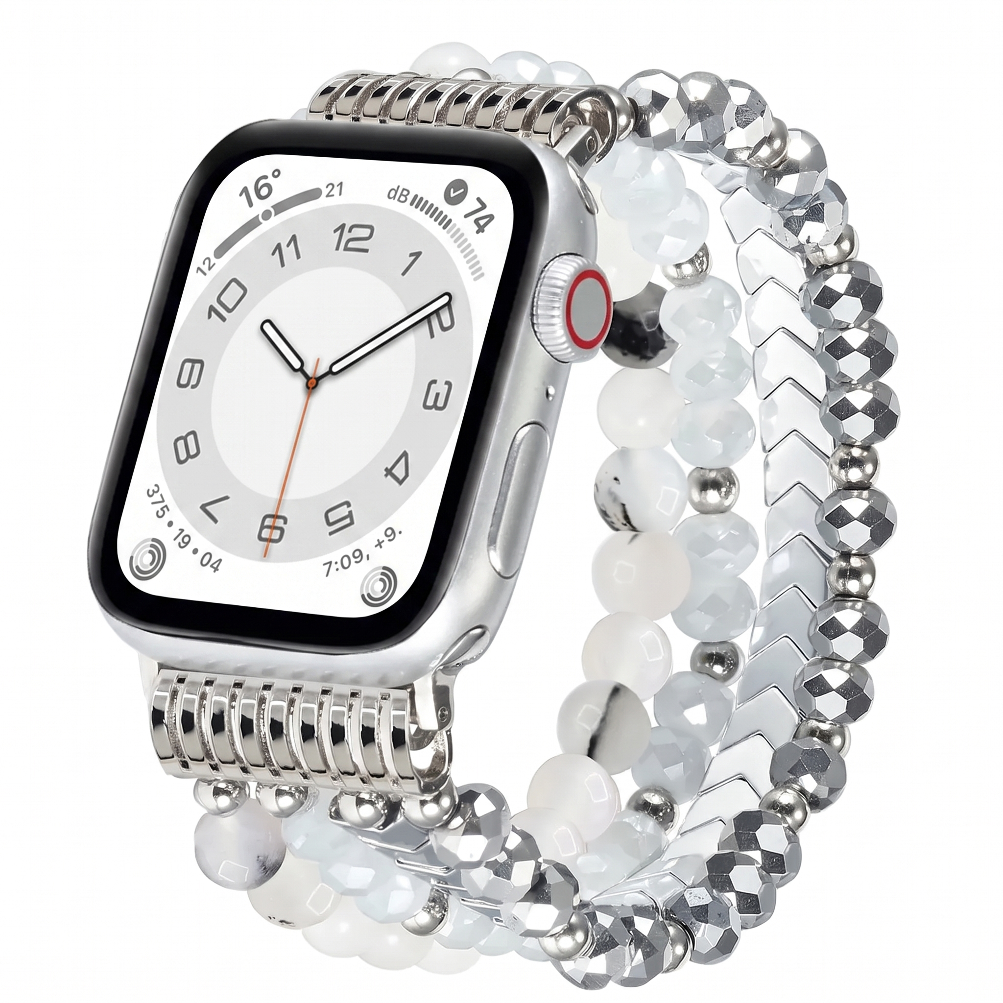 Bracelet perlée Apple Watch (argent)