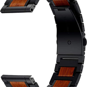 Garmin Vivoactive 4 Wooden / Steel Strap (Black)