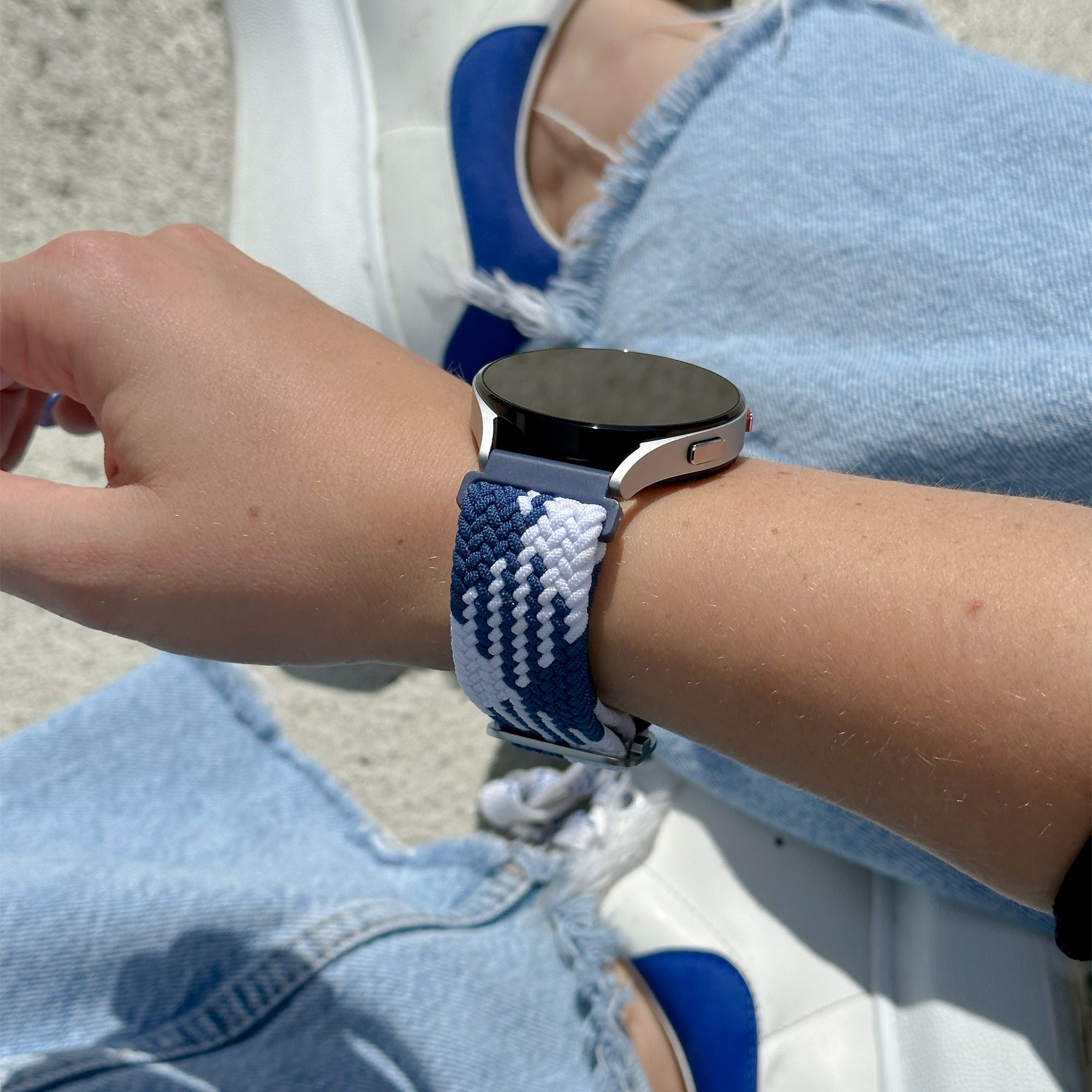 Amazfit Active Adjustable Braided Strap (Blue/White)