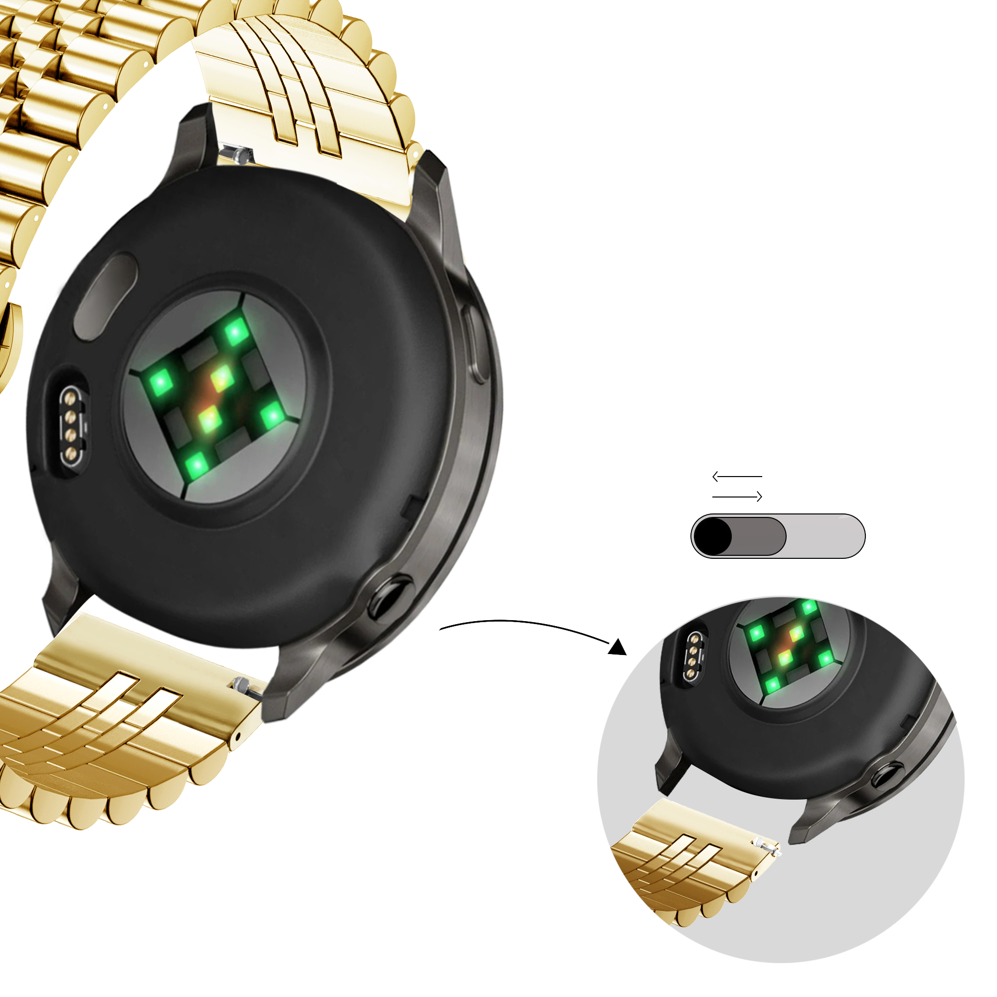 Bandz Garmin Forerunner 265s Steel Strap 'Jubilee' (Gold)