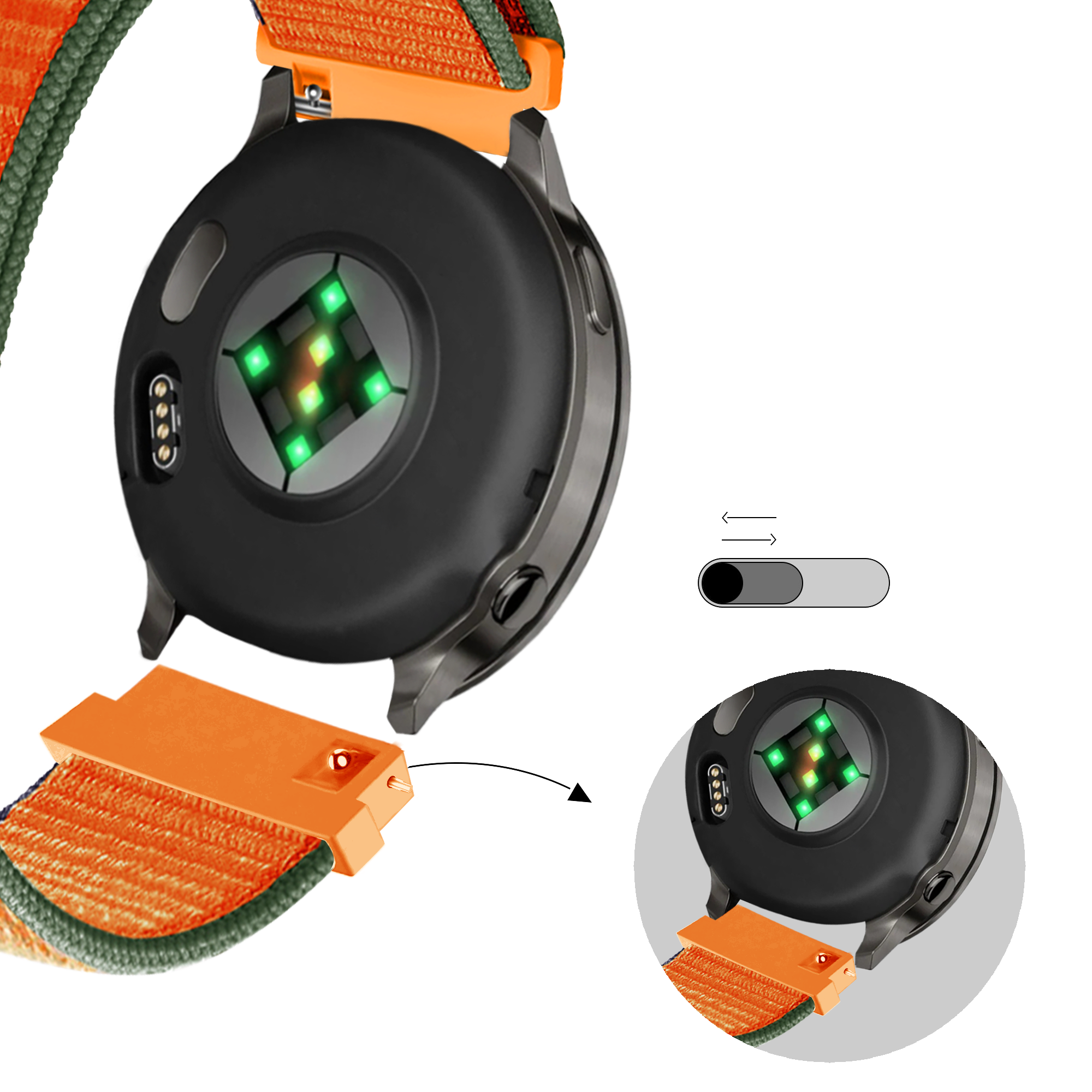 Bandz Bracelet nylon Loop Garmin Vivomove 3s (orange)