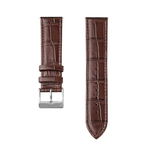 Bracelet montre cuir de crocodile granulaire 22mm - universel (marron)