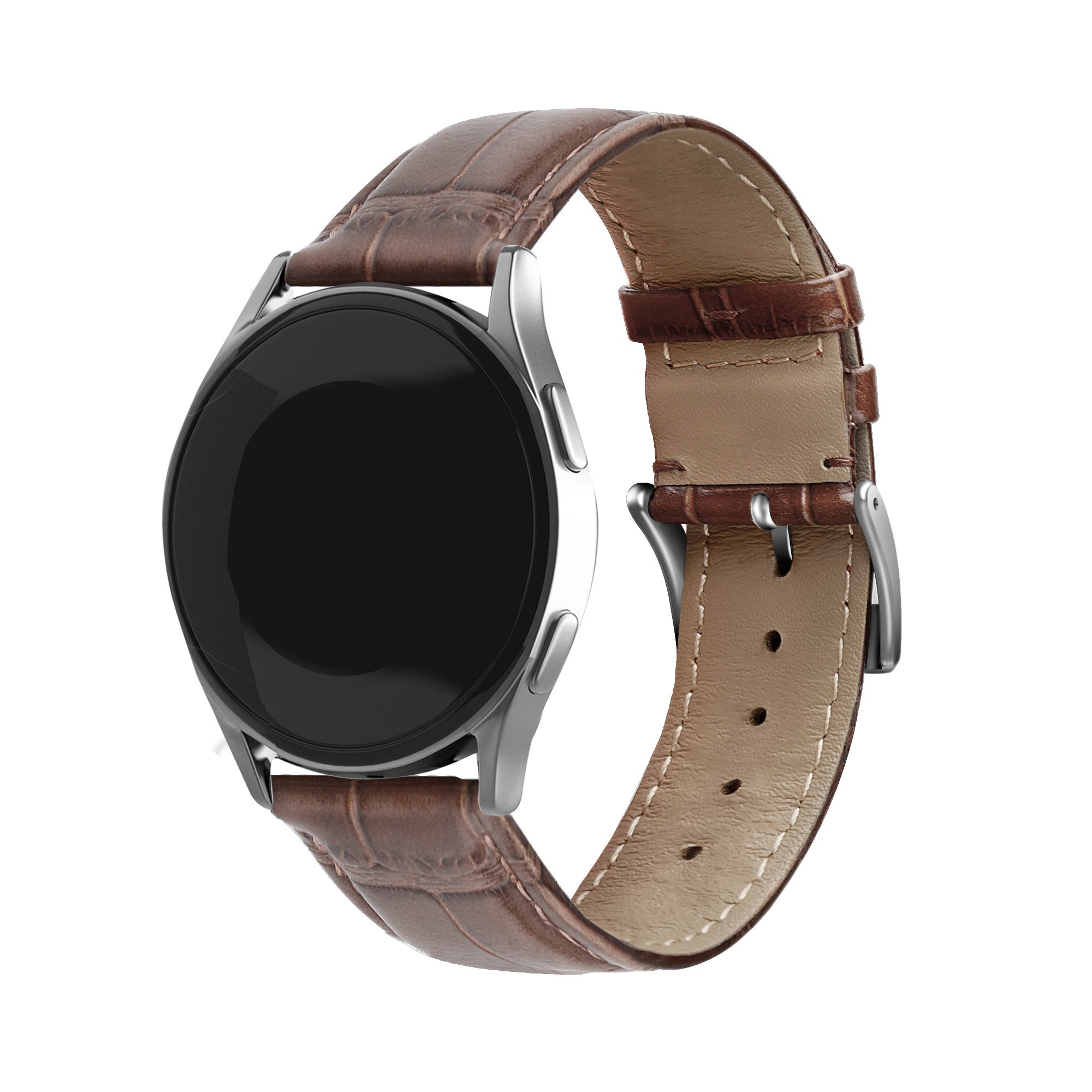 Bracelet cuir granulé de crocodile Oppo Watch X (marron)