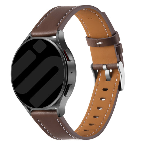 Bracelet cuir 'One Push' Samsung Galaxy Watch 7 - 44mm (marron foncé)