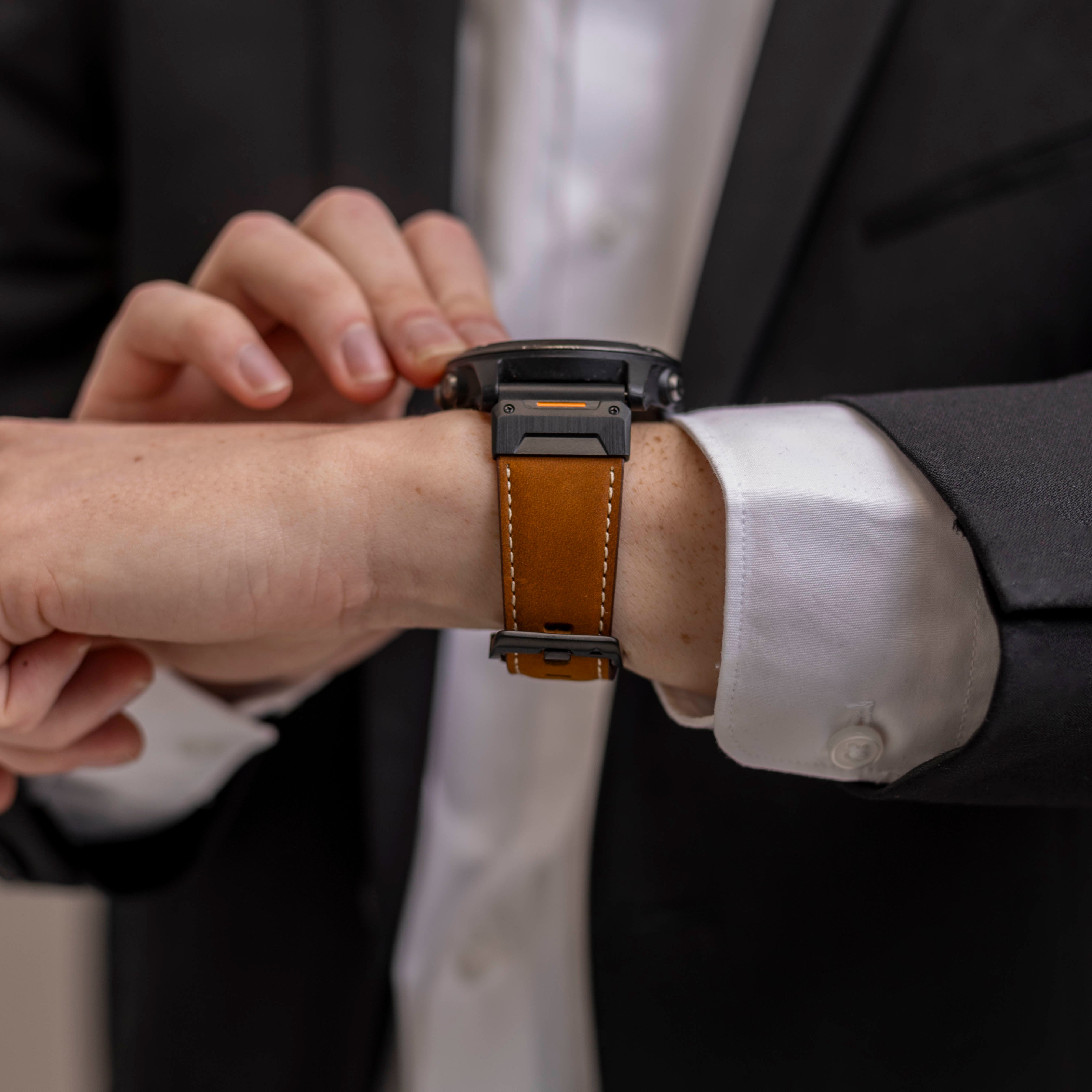 Bracelet en cuir véritable Garmin Fenix 5x / 6x (marron)