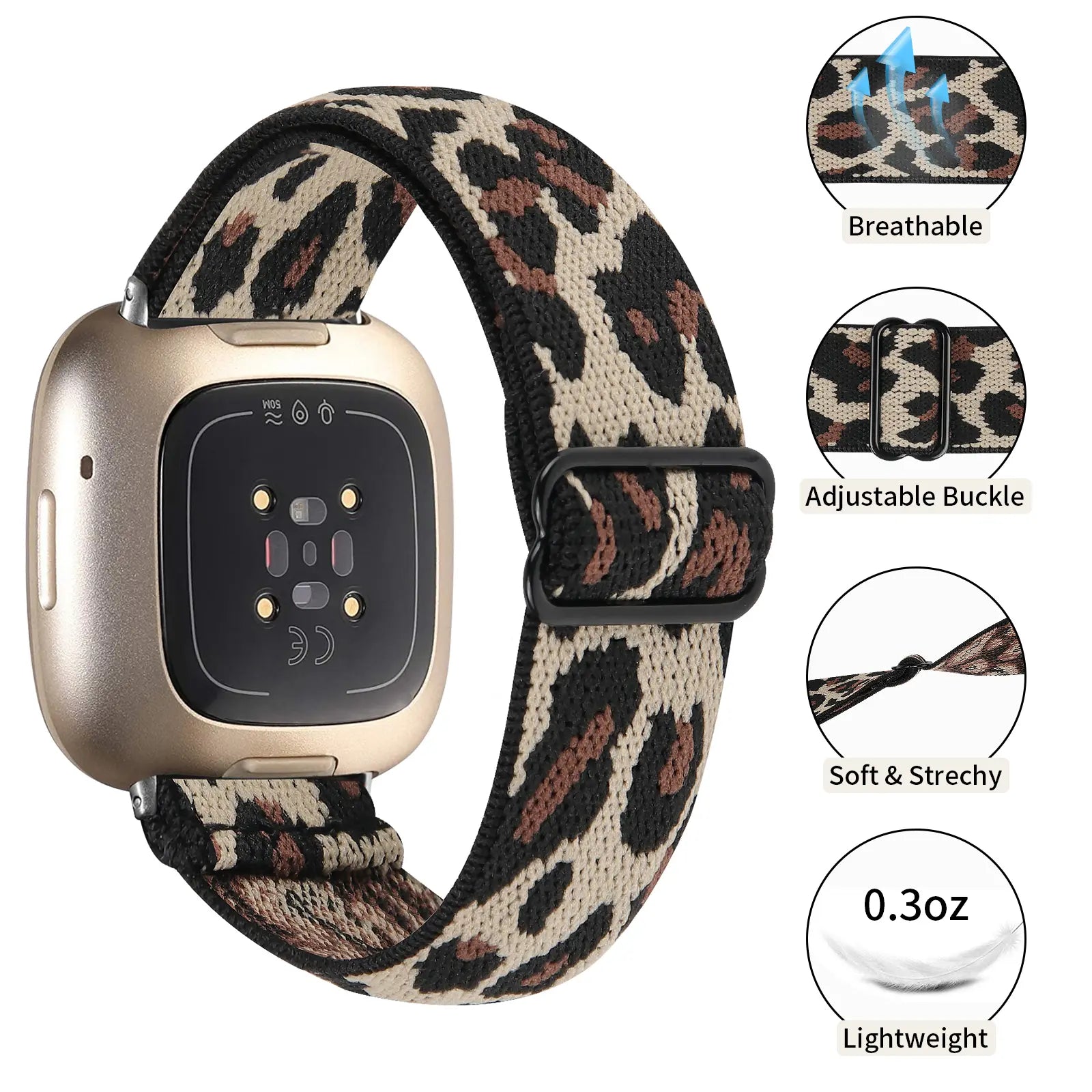 Bracelet élastique Fitbit Versa 4 (léopard)