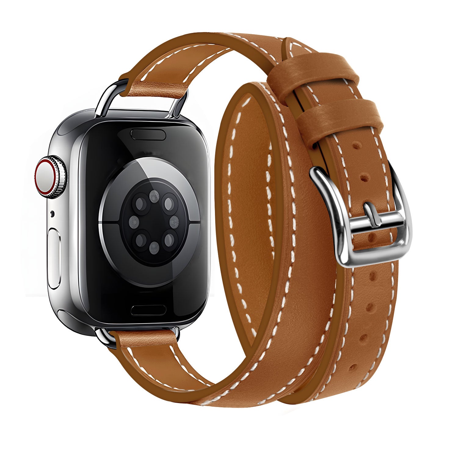 Bracelet cuir Double Tour Apple Watch (marron clair)