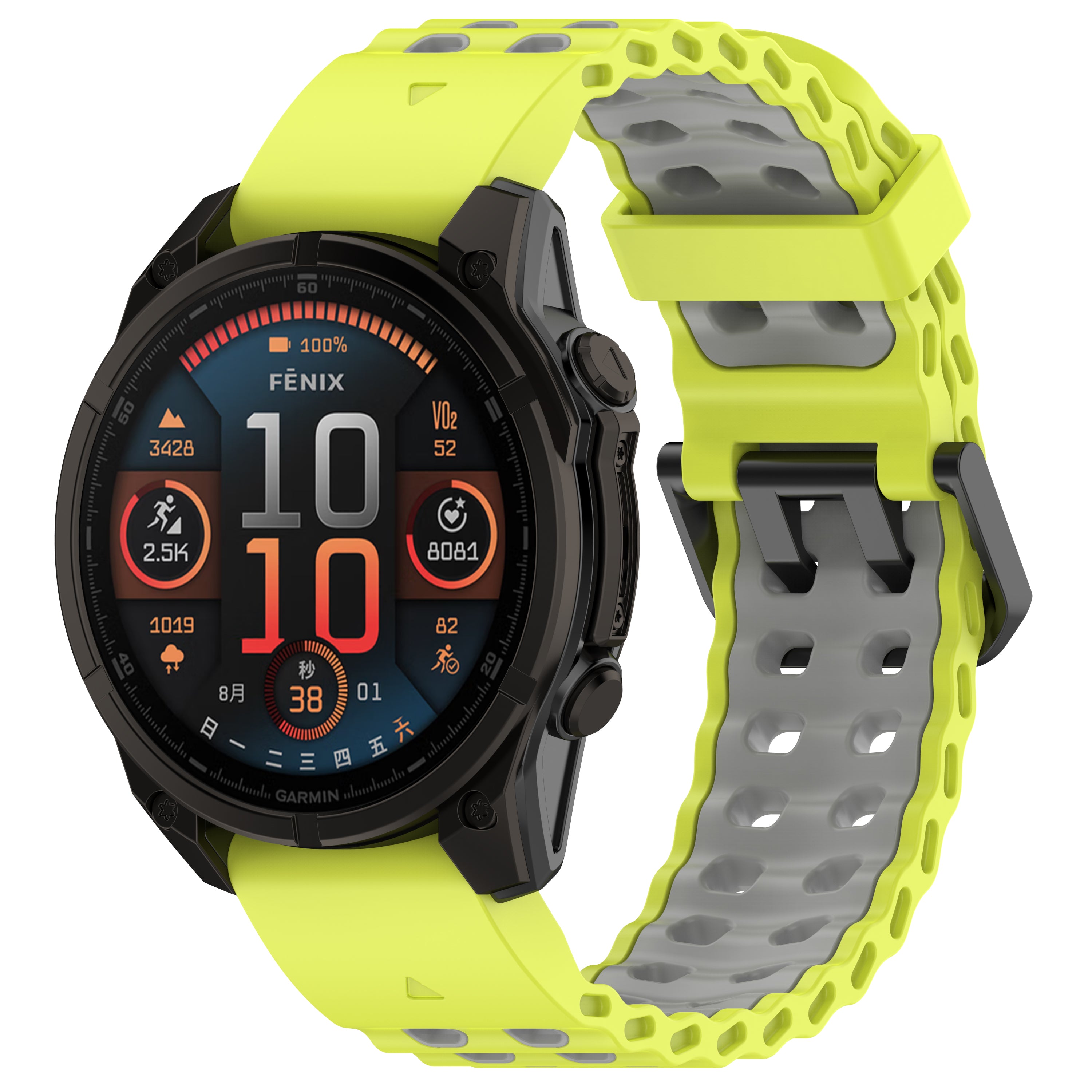 Bracelet sport ondulé Garmin Descent Mk2(i) (citron vert/gris foncé)