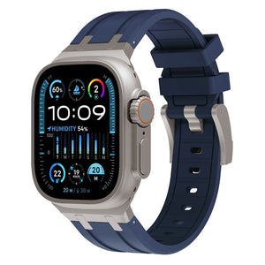Apple Watch Premium Liquid Silicone Strap (Blue with Titanium)