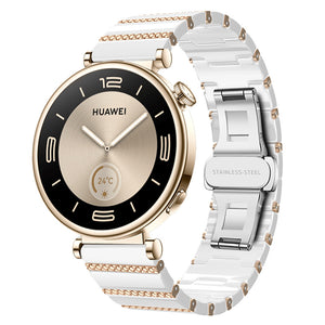 Bracelet ceramica One Bead Huawei Watch GT 6 41mm (blanc/rose or)