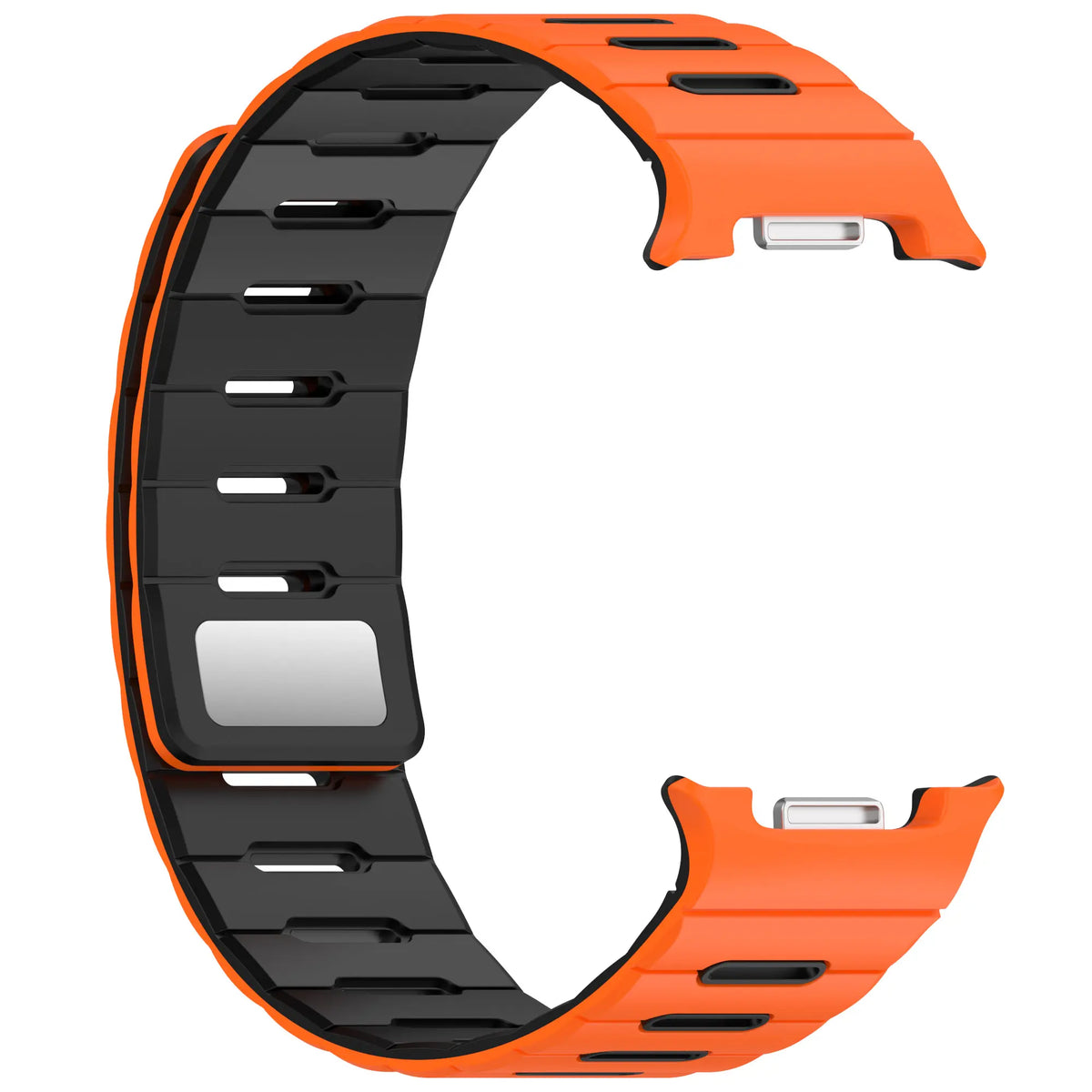 Bracelet silicone magnétique Samsung Galaxy Watch 8 Classic (orange/noir)