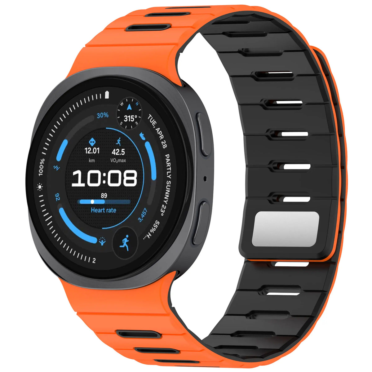 Bracelet silicone magnétique Samsung Galaxy Watch 8 - 44mm (orange/noir)