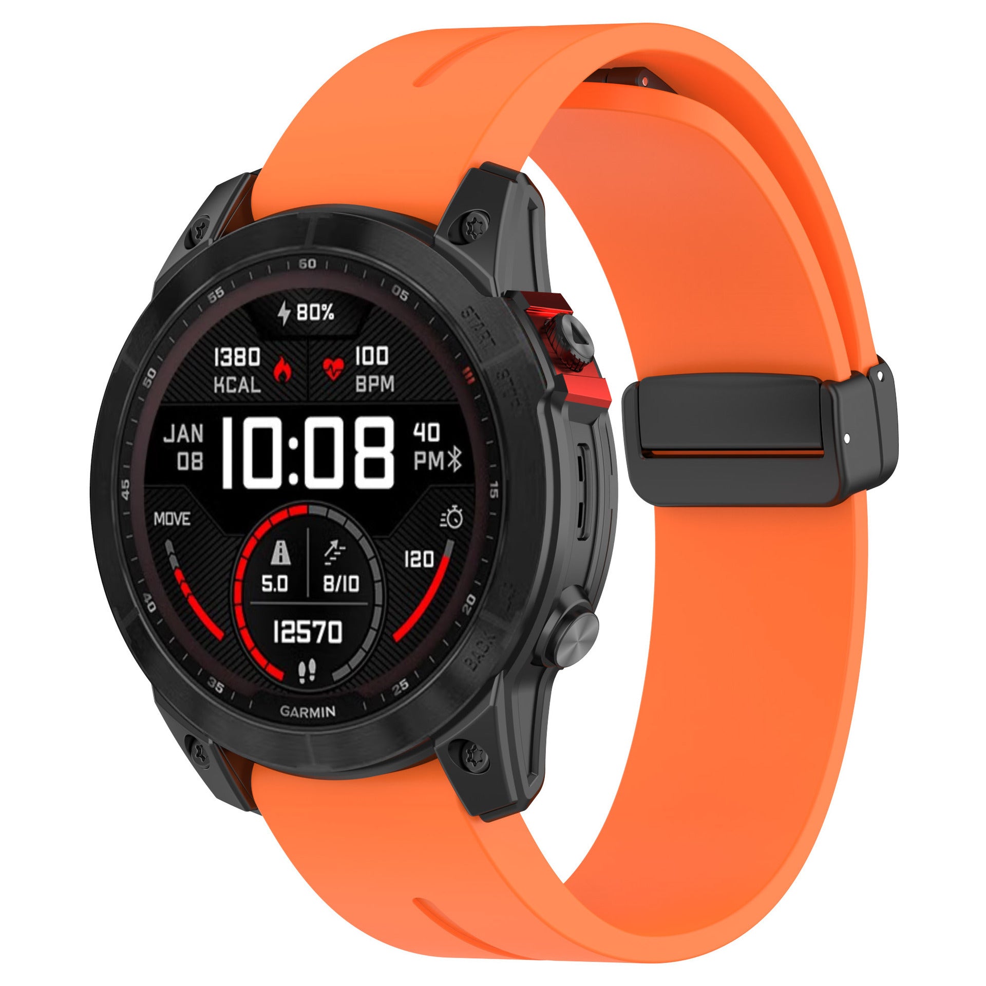 Garmin Forerunner 745 D-Buckle Silicone Strap (Orange)