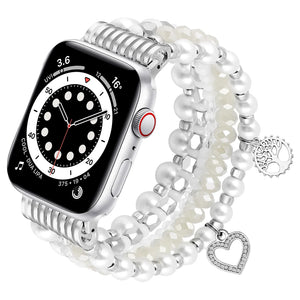 Bracelet en perles Apple Watch (blanc)
