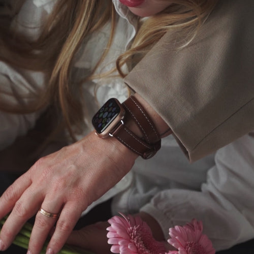 Bracelet cuir Double Tour Apple Watch (marron)