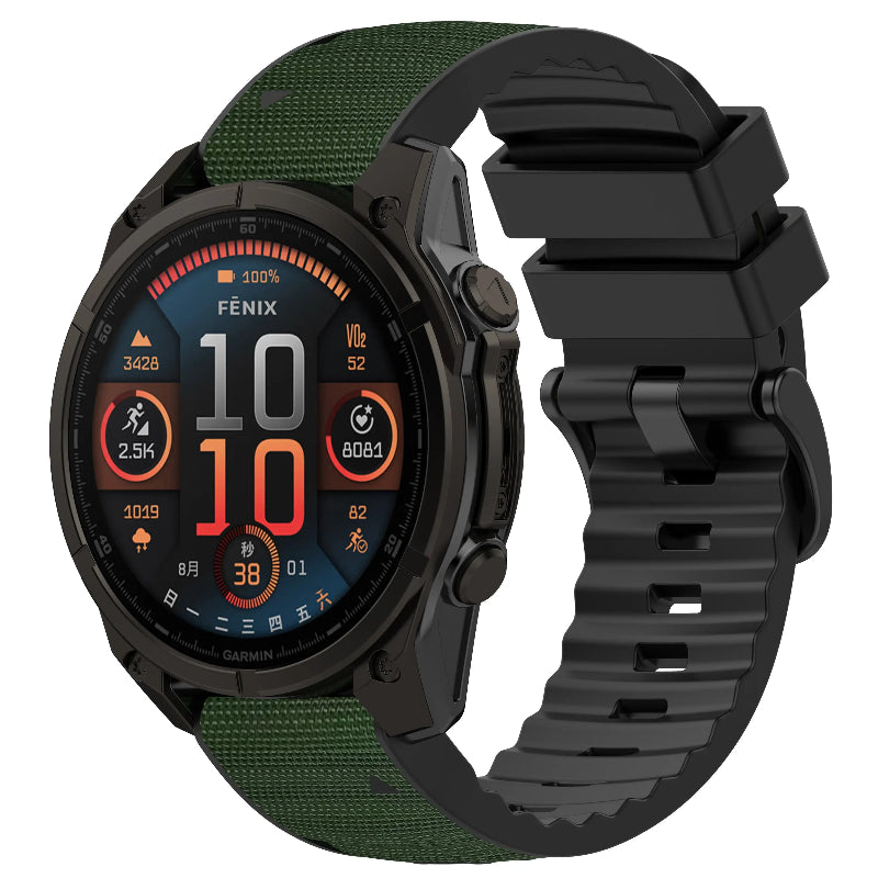 Bracelet hybride nylon Garmin Forerunner 955 (vert militaire)