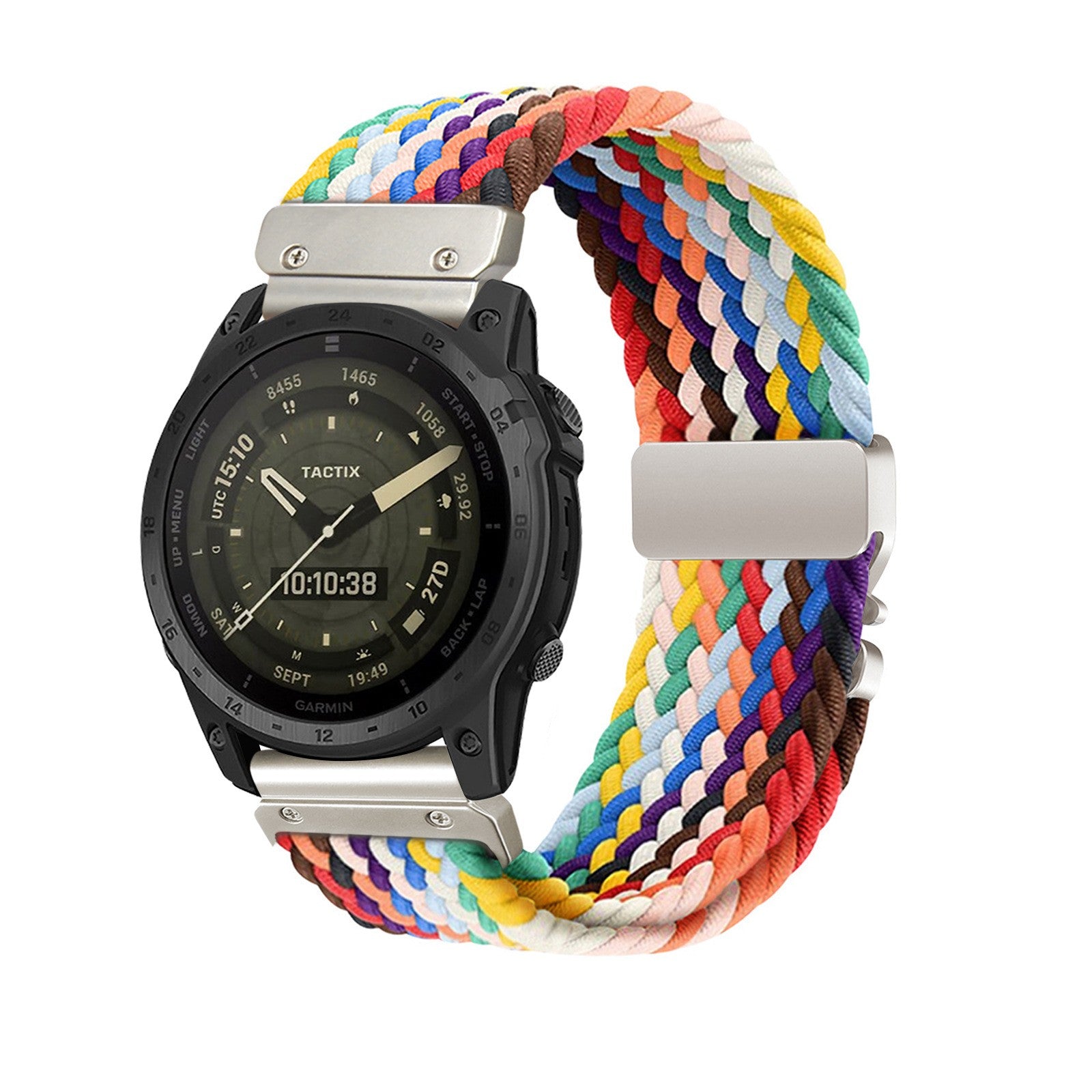 Bracelet tressé boucle en P Garmin Fenix 5s (arc-en-ciel)
