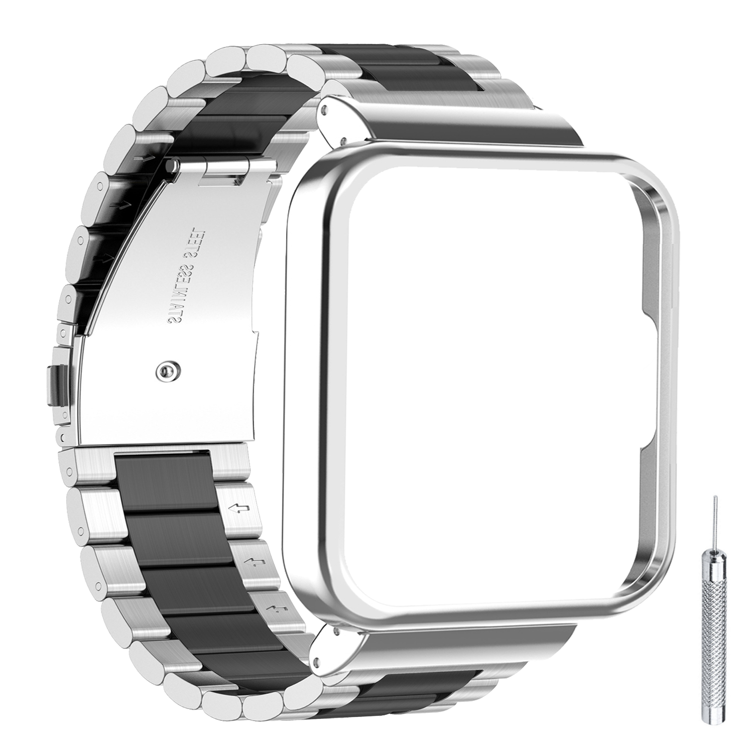 redmi-watch-2-lite-armband-stahl-silber-schwarz