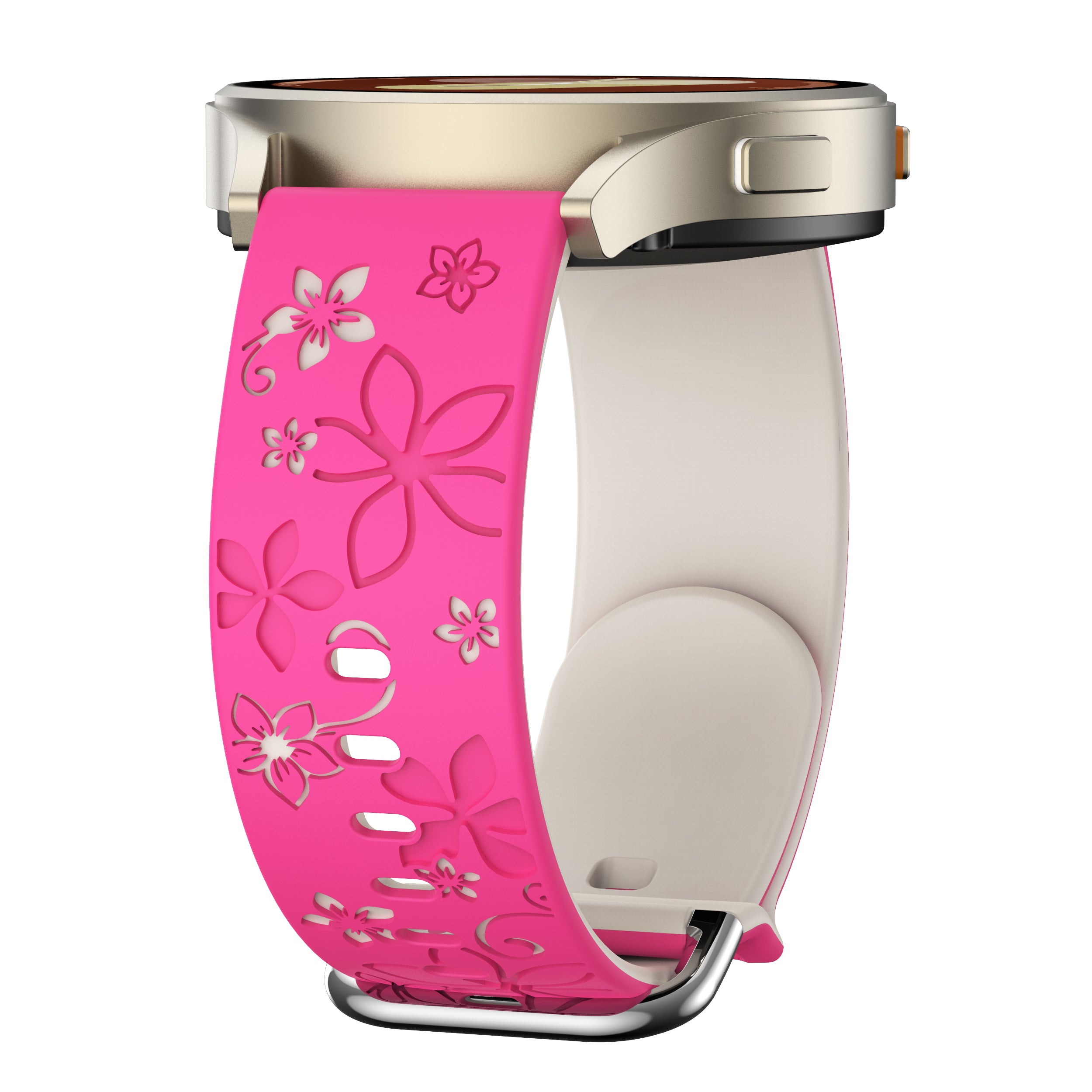 Bracelet silicone 'Fleur' Amazfit GTS 4 (rose vif /lumiere stellaire)