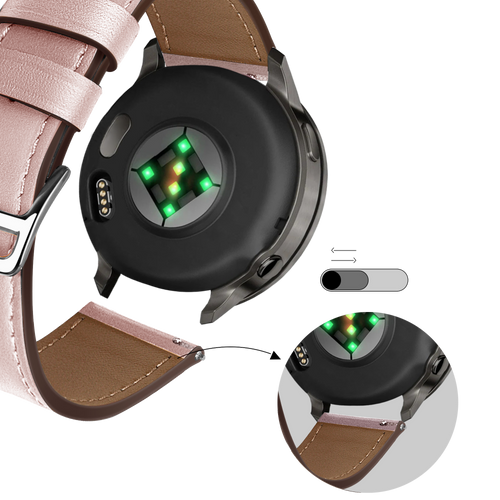 Bandz Bracelet cuir 'Deluxe' Garmin Vivomove 3s (rose)