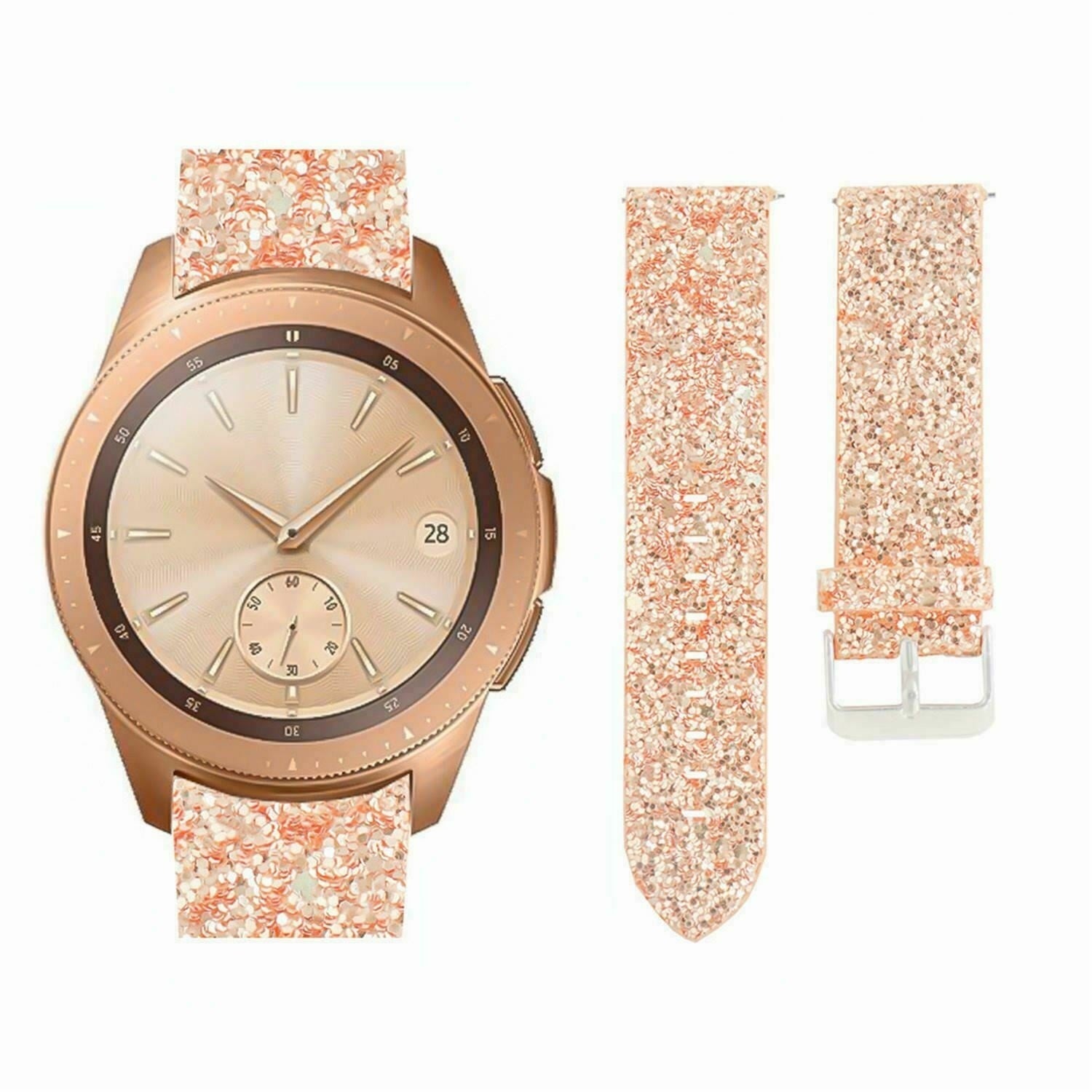 Samsung Galaxy Watch 42mm Leather Glitter Strap (Rose Gold)