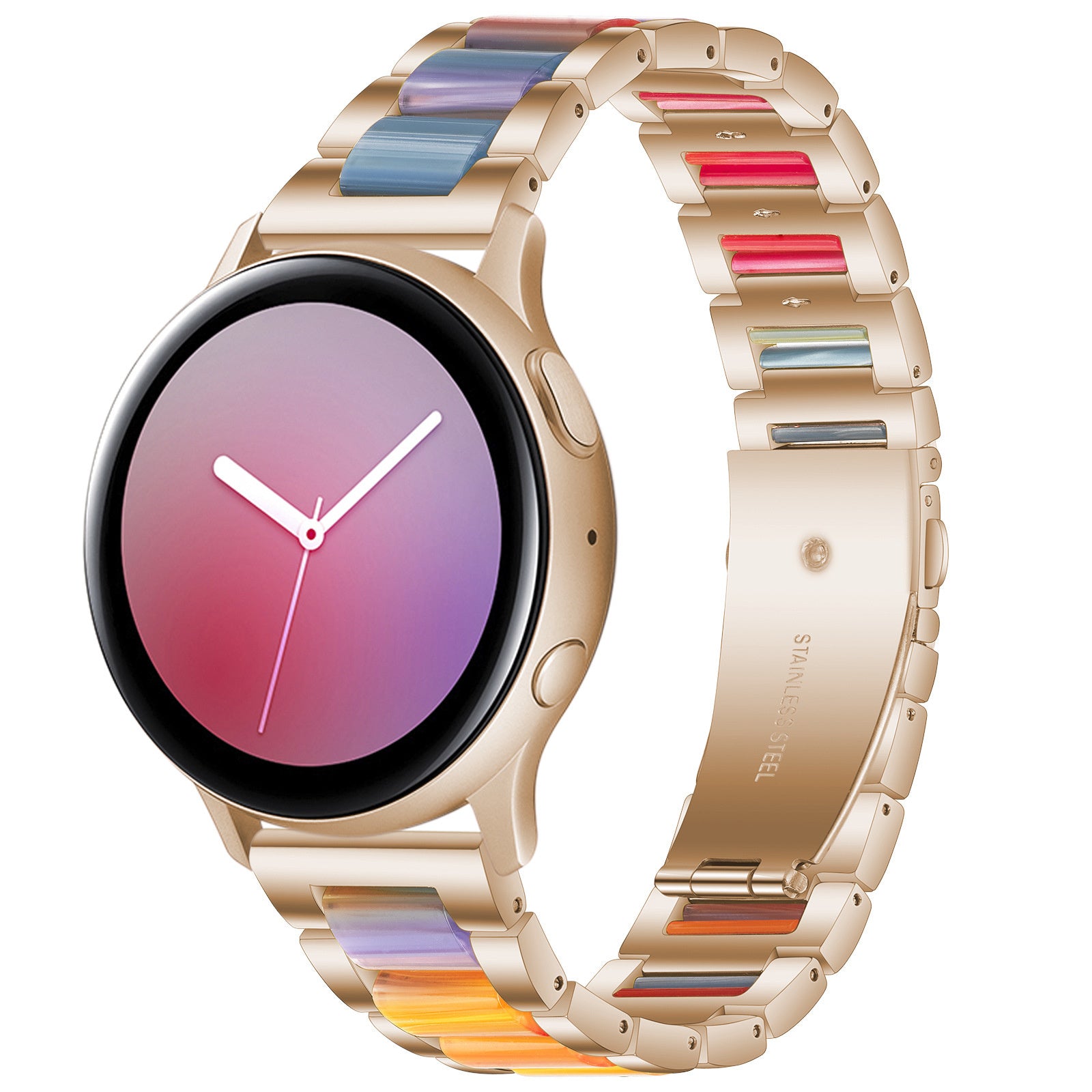 Galaxy Watch Active Resin Steel Strap (Rose Gold/Multicoloured)