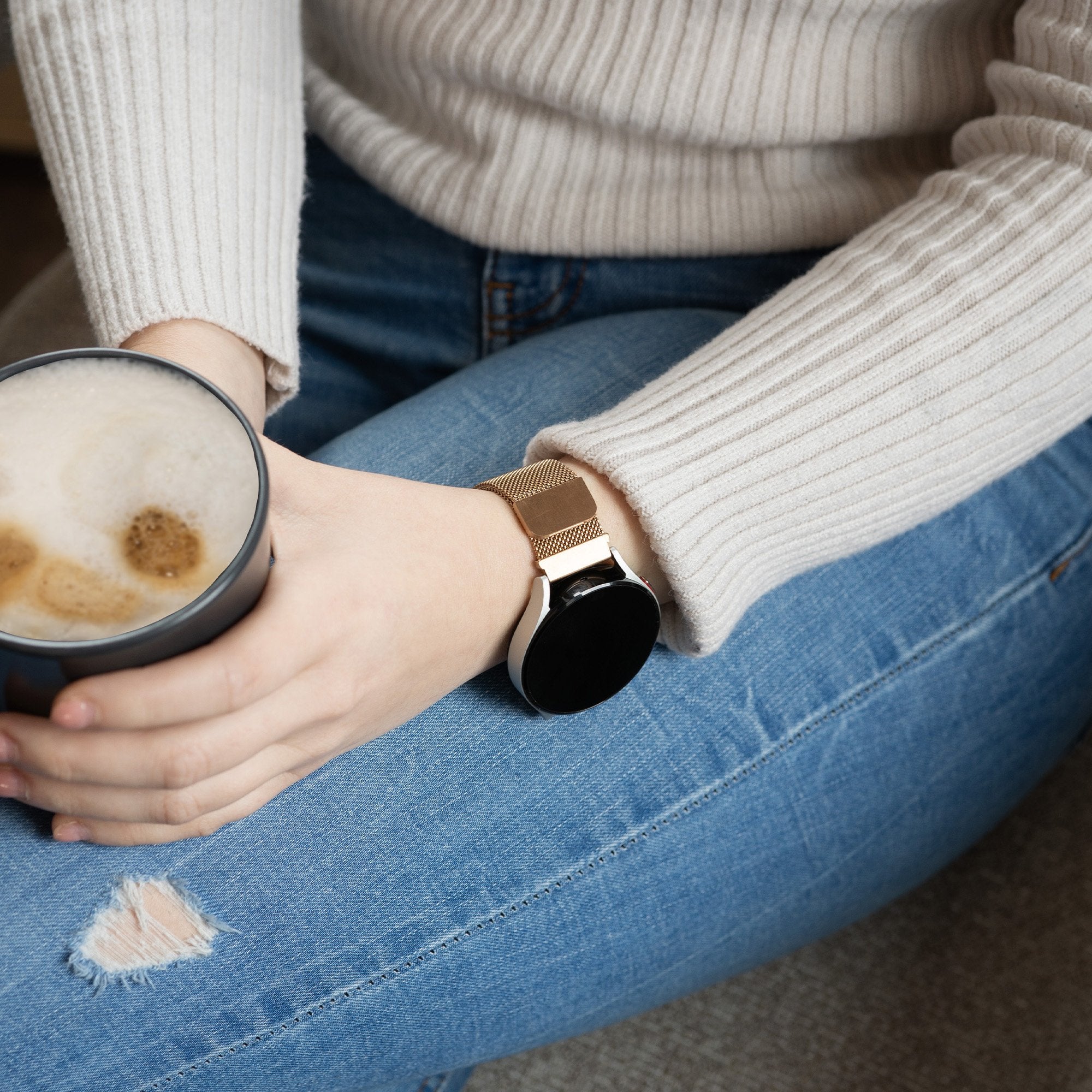 Samsung Galaxy Watch FE Milanese Strap (Rose Gold)