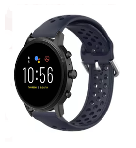 Bracelet silicone respirable Fossil Gen 4 Explorist HR (bleu foncé)