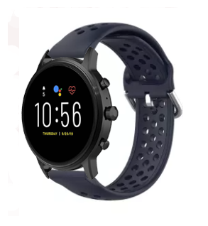 Bracelet silicone respirable Fossil Gen 4 Explorist HR (bleu foncé)