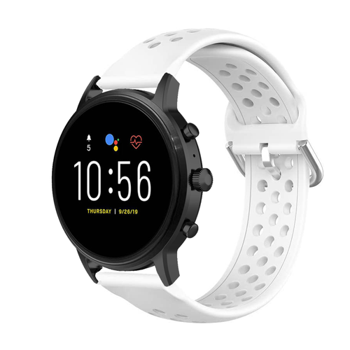 Bracelet silicone respirable Fossil Gen 4 Explorist HR (blanc)