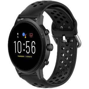 Bracelet silicone respirable Fossil Gen 4 Explorist HR (noir)