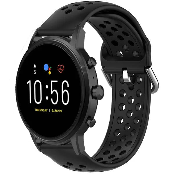 Bracelet silicone respirable Fossil Gen 4 Explorist HR (noir)