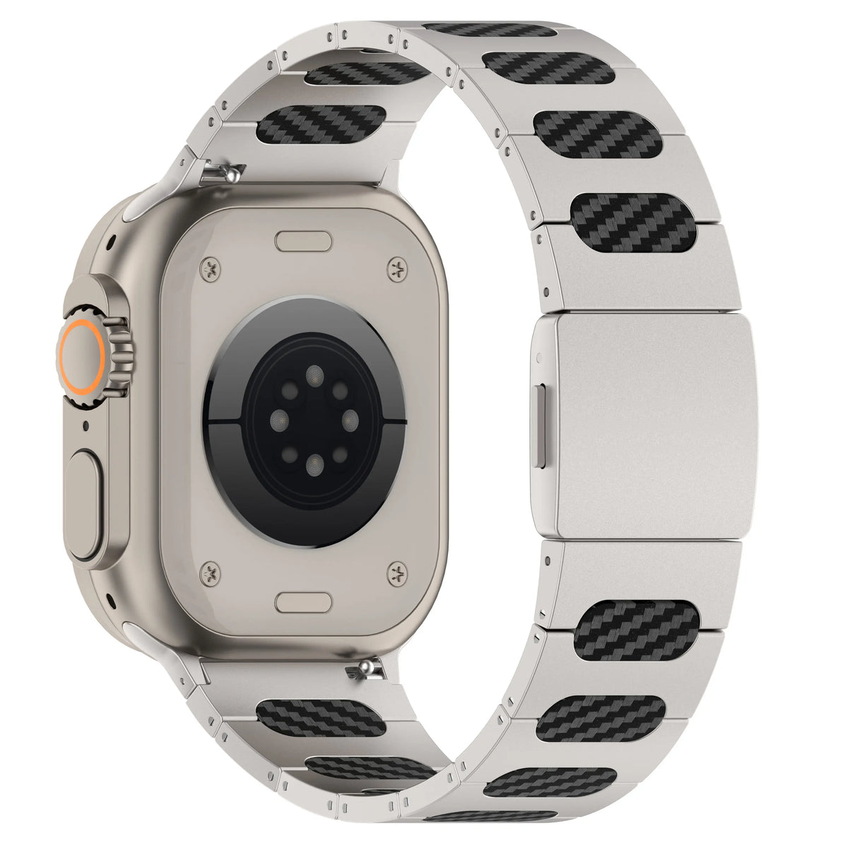 Bracelet acier hybride raffiné Apple Watch (plata/carbono)