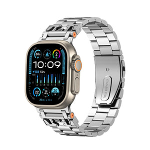 Bracelet acier mecha Apple Watch (argent)