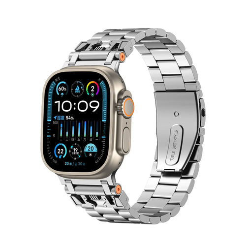 Bracelet acier mecha Apple Watch (argent)