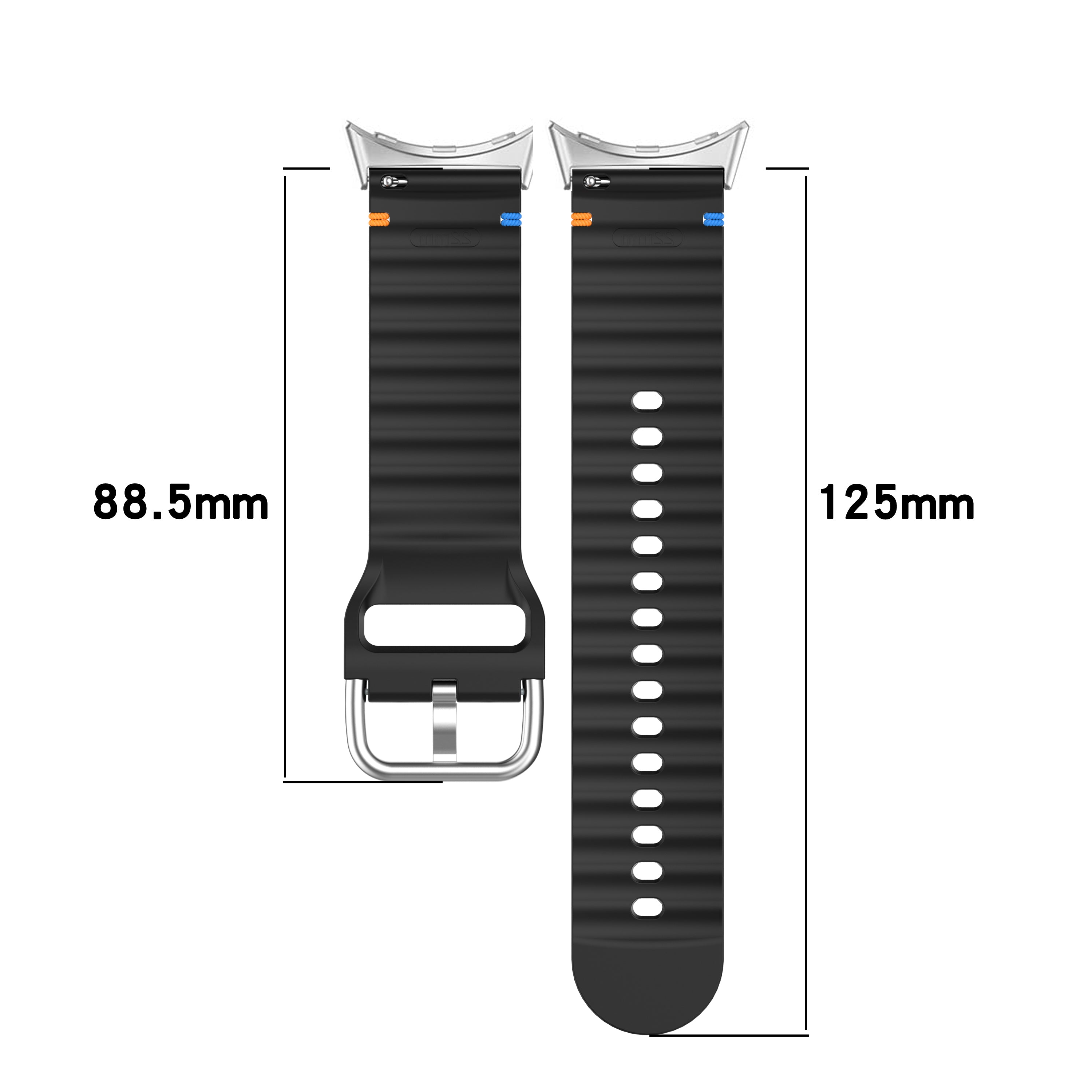 Bracelet silicone ondulé Google Pixel Watch 3 - 45mm (noir)