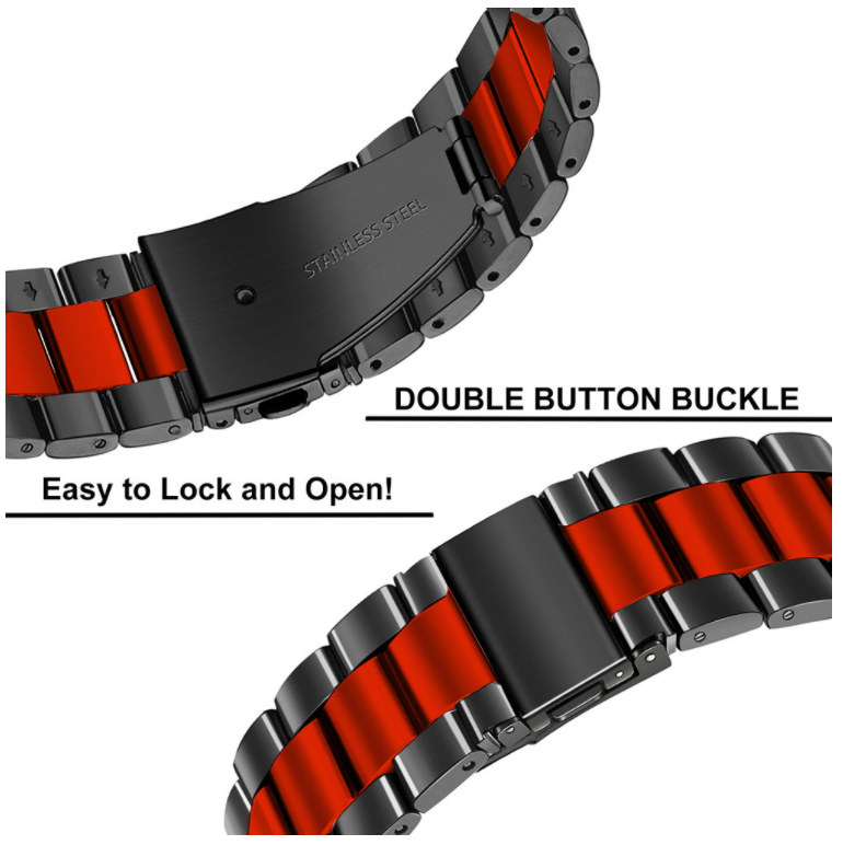 Bracelet acier Garmin Vivoactive 3 (noir/rouge)