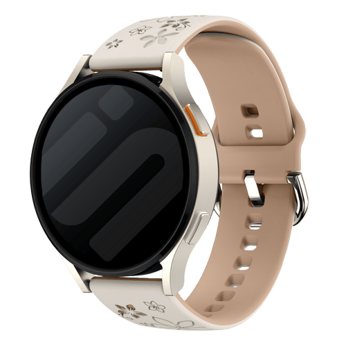 Bracelet silicone 'Fleur' Huawei Watch GT 3 Pro 43mm (lumiere stellaire/beige)