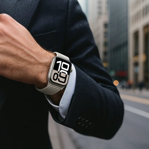 Strap-it Bracelet nylon Wave Apple Watch (lumière stellaire)
