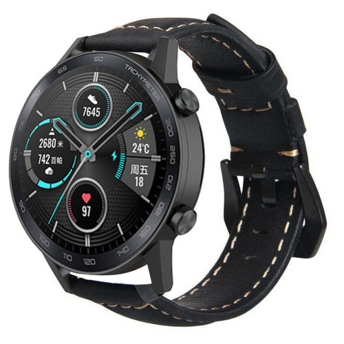 Bracelet cuir Honor Magic Watch 2 (noir)