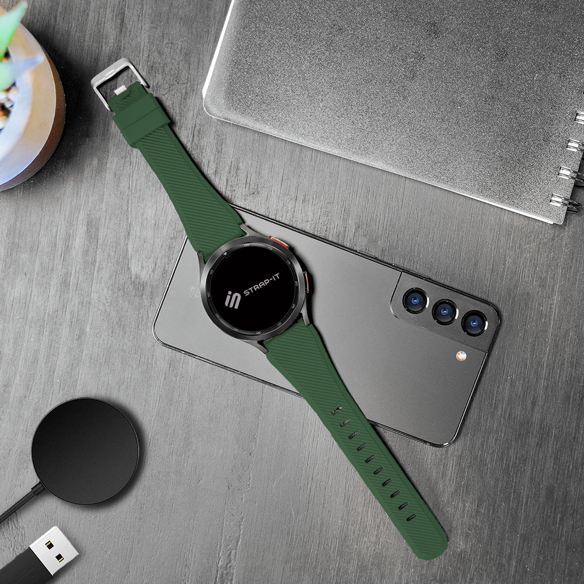 Bracelet silicone sergé Amazfit Active (vert foncé)
