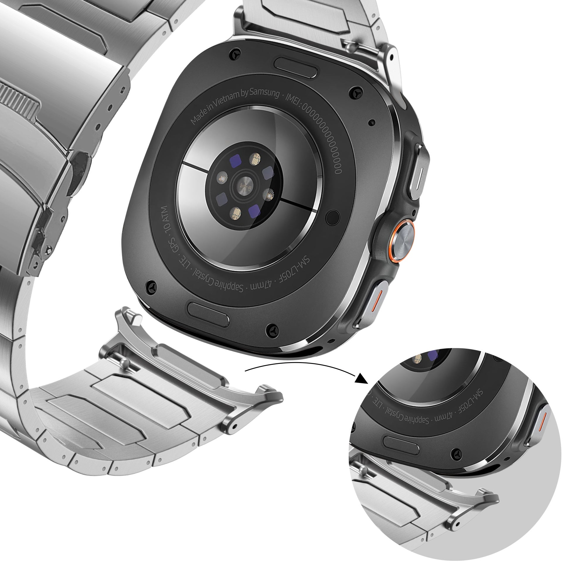 Bandz Bracelet titane Samsung Galaxy Watch Ultra 'Deluxe' (argent)