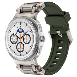 Samsung Galaxy Watch 8 Classic 'Explorer' Silicone Strap (Green with Titanium)