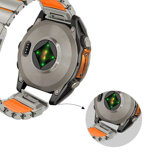 Bandz Garmin Fenix E Titanium Strap 'Hybrid' (Titanium/Orange)