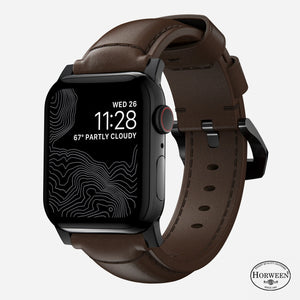 Nomad Bracelet cuir tradicional Apple Watch (marron/noir)