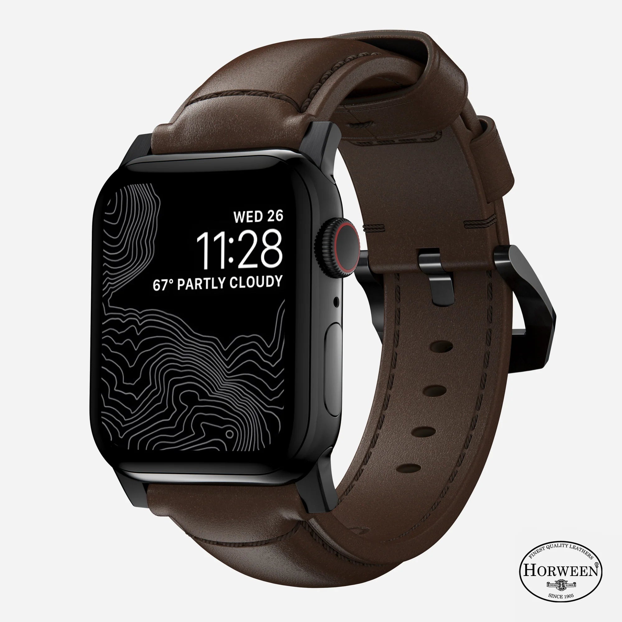 Nomad Bracelet cuir tradicional Apple Watch (marron/noir)