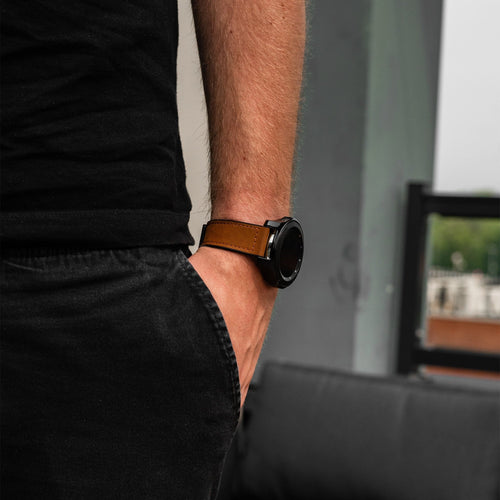 Bracelet cuir avec boucle Amazfit Balance 2 (marron foncé)