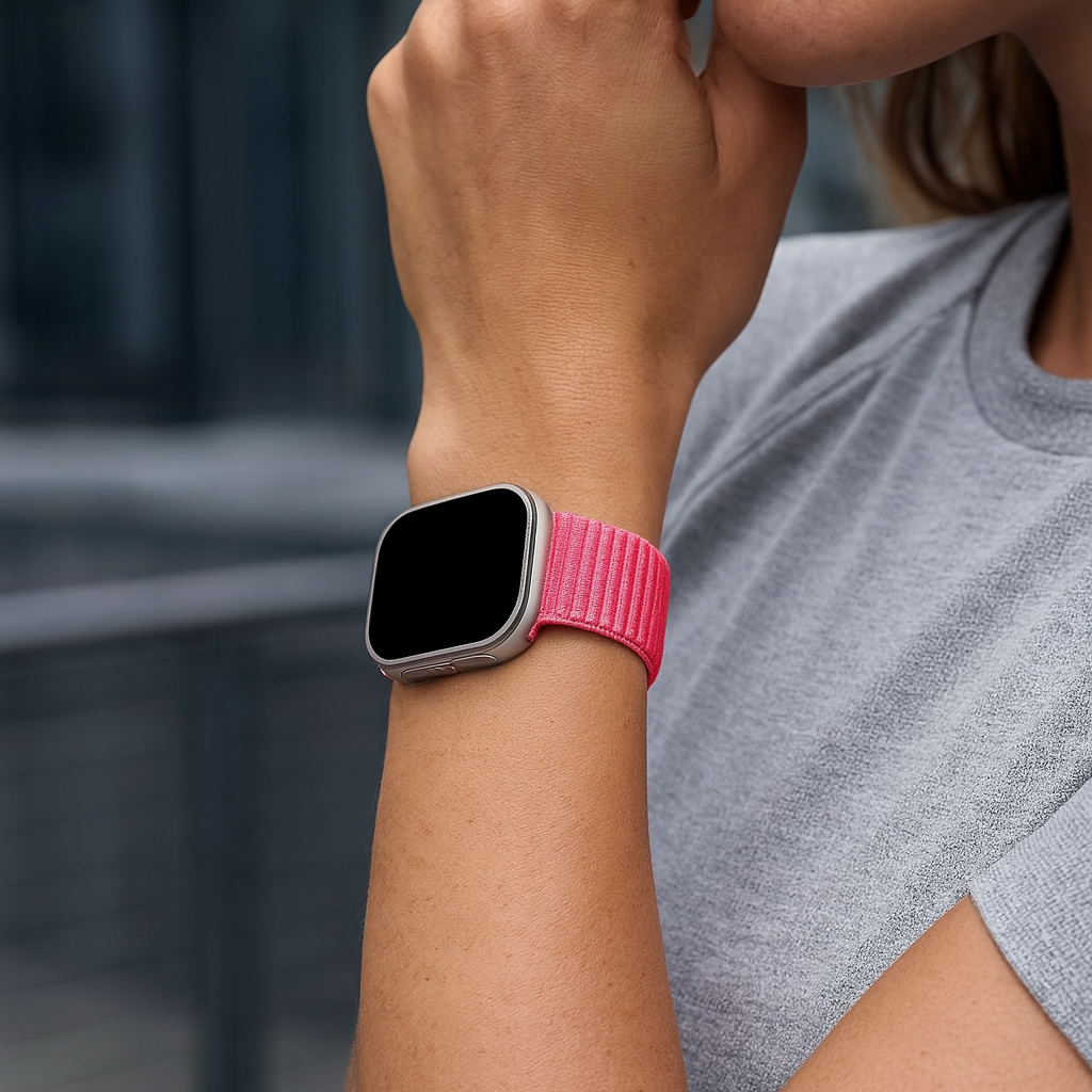 Strap-it Bracelet nylon Wave Apple Watch (pastèque)