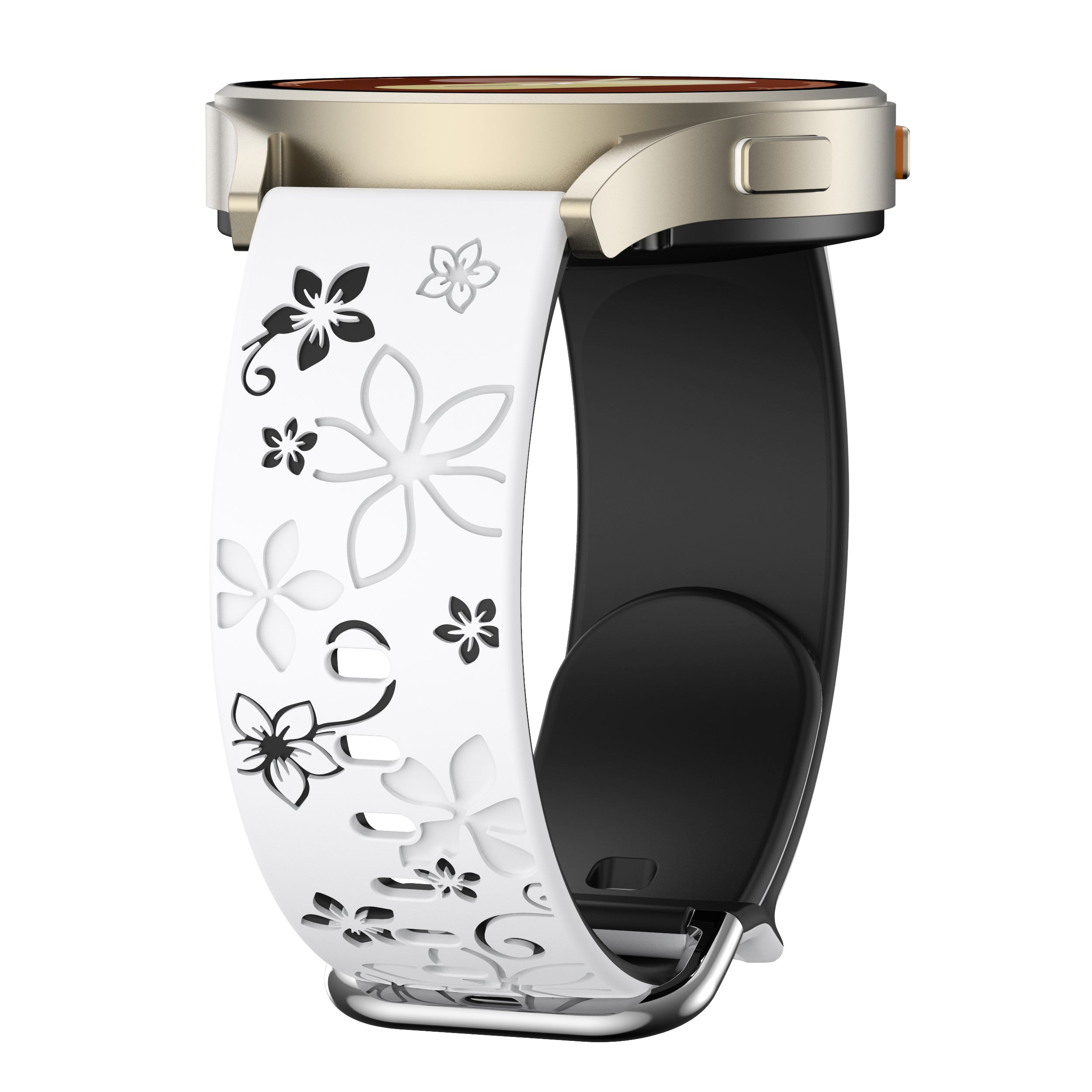 Bracelet silicone 'Fleur' Amazfit GTS 4 (blanc/noir)