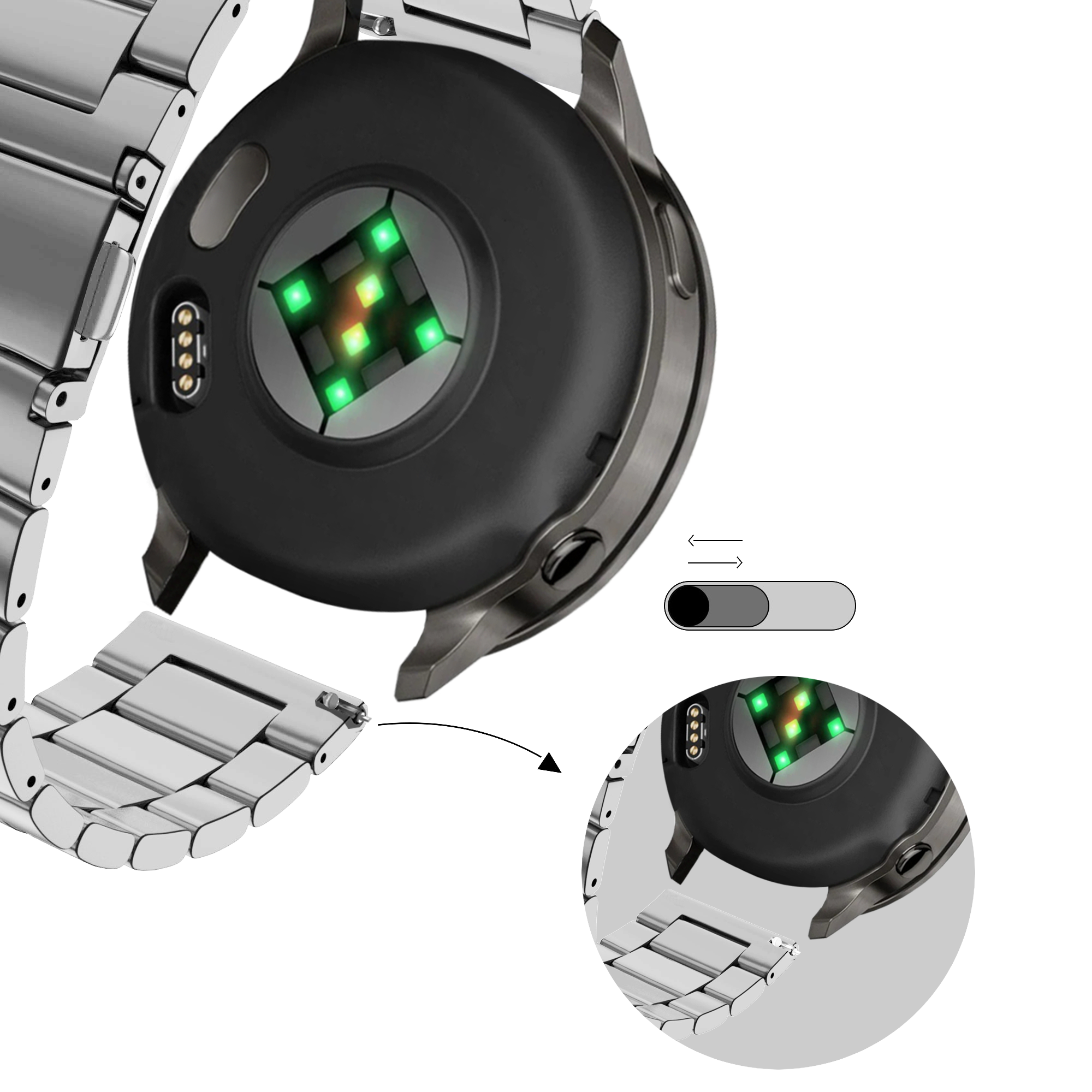 Bandz Bracelet acier 'Classic' Garmin Vivomove 3s (argent)